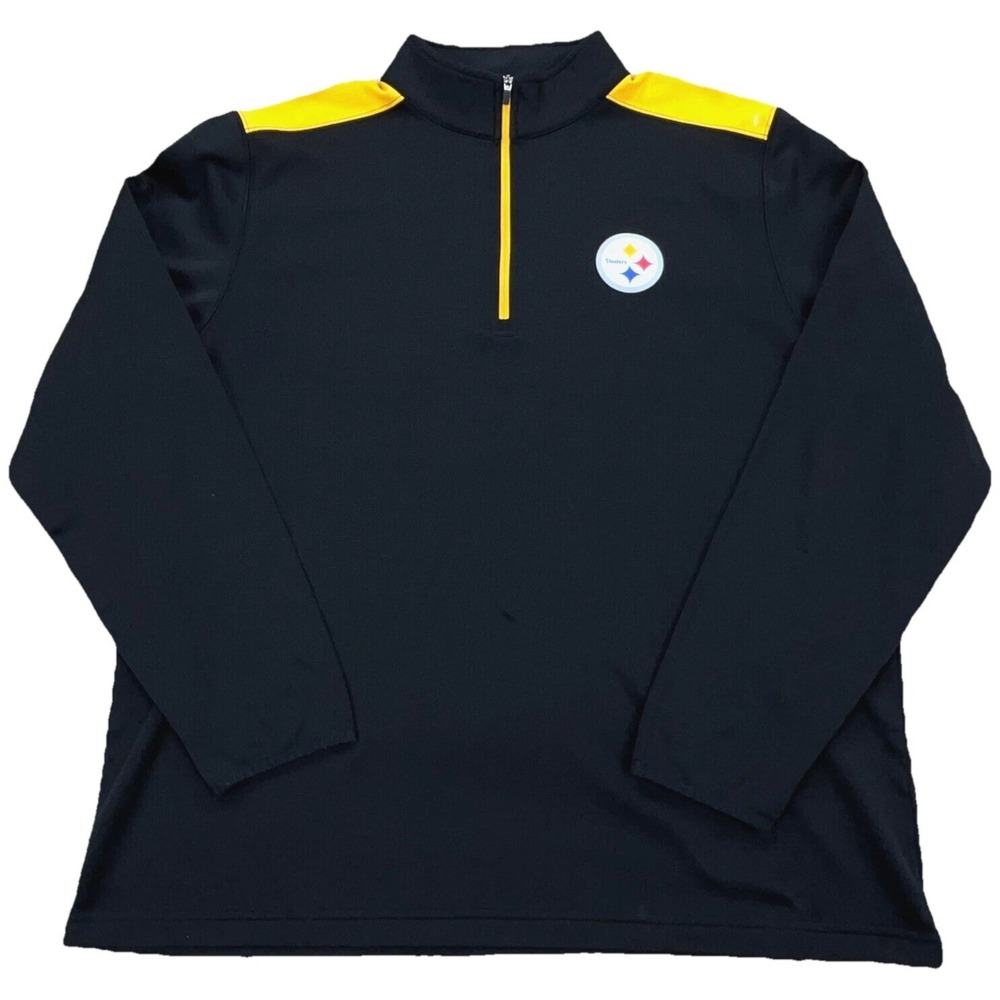 Pittsburg Steelers Sweater Men XL Black Pullover 1/4 Zip Sweatshirt NFL Adult